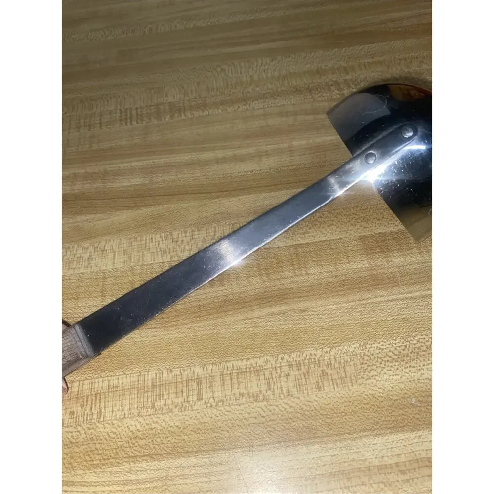 VTG MCM Stainless Steel Soup Ladle Brass Riveted Wood Handle 12” Long